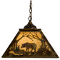 Meyda Lighting Bear at Dawn 23" 3-Light Burnished Brass Tint Pendant Light With Beige Shade Glass