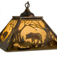 Meyda Lighting Bear at Dawn 23" 3-Light Burnished Brass Tint Pendant Light With Beige Shade Glass