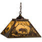Meyda Lighting Bear at Dawn 23" 3-Light Burnished Brass Tint Pendant Light With Beige Shade Glass