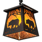 Meyda Lighting Bear at Dawn 24" 2-Light Textured Black Island Pendant Light With Amber Mica Shade Glass