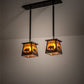 Meyda Lighting Bear at Dawn 24" 2-Light Textured Black Island Pendant Light With Amber Mica Shade Glass