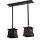 Meyda Lighting Bear at Dawn 24" 2-Light Textured Black Island Pendant Light With Amber Mica Shade Glass