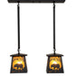 Meyda Lighting Bear at Dawn 24" 2-Light Textured Black Island Pendant Light With Amber Mica Shade Glass