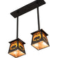 Meyda Lighting Bear at Dawn 24" 2-Light Textured Black Island Pendant Light With Amber Mica Shade Glass