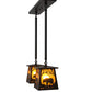 Meyda Lighting Bear at Dawn 24" 2-Light Textured Black Island Pendant Light With Amber Mica Shade Glass