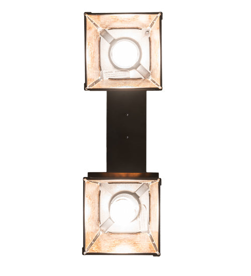 Meyda Lighting Bear at Dawn 24" 2-Light Textured Black Island Pendant Light With Amber Mica Shade Glass