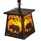 Meyda Lighting Bear at Dawn 24" 2-Light Textured Black Island Pendant Light With Amber Mica Shade Glass