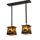 Meyda Lighting Bear at Dawn 24" 2-Light Textured Black Island Pendant Light With Amber Mica Shade Glass