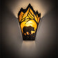 Meyda Lighting Bear at Dawn 251248 8" Textured Black Right Wall Sconce With Amber Mica Shade Glass