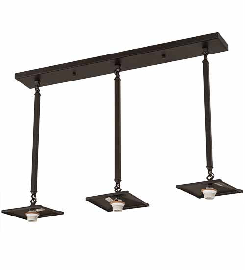 Meyda Lighting Bear at Dawn 37" 3-Light Textured Black Island Pendant Light With Amber Mica Shade Glass