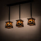 Meyda Lighting Bear at Dawn 37" 3-Light Textured Black Island Pendant Light With Amber Mica Shade Glass