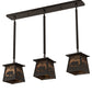 Meyda Lighting Bear at Dawn 37" 3-Light Textured Black Island Pendant Light With Amber Mica Shade Glass