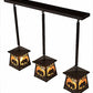Meyda Lighting Bear at Dawn 37" 3-Light Textured Black Island Pendant Light With Amber Mica Shade Glass