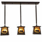 Meyda Lighting Bear at Dawn 37" 3-Light Textured Black Island Pendant Light With Amber Mica Shade Glass