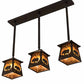 Meyda Lighting Bear at Dawn 37" 3-Light Textured Black Island Pendant Light With Amber Mica Shade Glass