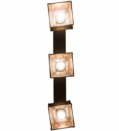 Meyda Lighting Bear at Dawn 37" 3-Light Textured Black Island Pendant Light With Amber Mica Shade Glass