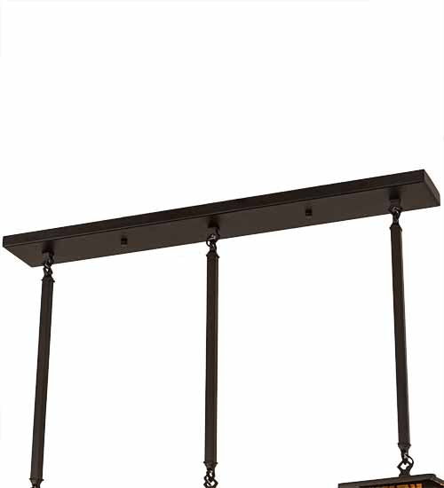 Meyda Lighting Bear at Dawn 37" 3-Light Textured Black Island Pendant Light With Amber Mica Shade Glass