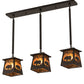 Meyda Lighting Bear at Dawn 37" 3-Light Textured Black Island Pendant Light With Amber Mica Shade Glass