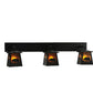 Meyda Lighting Bear at Dawn 48" 3-Light Black Wall Sconce With Amber Mica Shade Glass