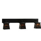 Meyda Lighting Bear at Dawn 48" 3-Light Black Wall Sconce With Amber Mica Shade Glass