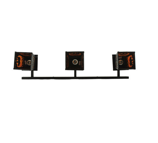 Meyda Lighting Bear at Dawn 48" 3-Light Black Wall Sconce With Amber Mica Shade Glass