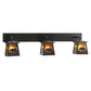 Meyda Lighting Bear at Dawn 48" 3-Light Black Wall Sconce With Amber Mica Shade Glass