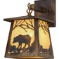Meyda Lighting Bear at Dawn 7" Dark Burnished Antique Copper Hanging Wall Sconce With Beige Iridescent Shade Glass