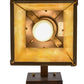 Meyda Lighting Bear at Dawn 7" Dark Burnished Antique Copper Hanging Wall Sconce With Beige Iridescent Shade Glass