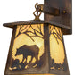 Meyda Lighting Bear at Dawn 7" Dark Burnished Antique Copper Hanging Wall Sconce With Beige Iridescent Shade Glass