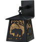 Meyda Lighting Bear at Dawn 7" Textured Black Hanging Wall Sconce With Amber Mica Shade Glass
