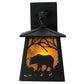 Meyda Lighting Bear at Dawn 7" Textured Black Hanging Wall Sconce With Amber Mica Shade Glass
