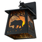 Meyda Lighting Bear at Dawn 7" Textured Black Hanging Wall Sconce With Amber Mica Shade Glass