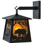 Meyda Lighting Bear at Dawn 7" Textured Black Hanging Wall Sconce With Amber Mica Shade Glass