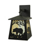 Meyda Lighting Bear at Dawn 8" Textured Black Hanging Wall Sconce With Beige Art Shade Glass