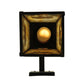 Meyda Lighting Bear at Dawn 8" Textured Black Hanging Wall Sconce With Beige Art Shade Glass