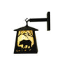 Meyda Lighting Bear at Dawn 8" Textured Black Hanging Wall Sconce With Beige Art Shade Glass
