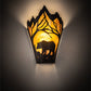 Meyda Lighting Bear at Dawn 8" Textured Black Wall Sconce With Amber Mica Shade Glass