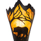 Meyda Lighting Bear at Dawn 8" Textured Black Wall Sconce With Amber Mica Shade Glass