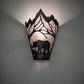 Meyda Lighting Bear at Dawn 8" Textured Black Wall Sconce With Silver Mica Shade Glass