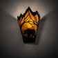Meyda Lighting Bear at Dawn 9" Textured Black Wall Sconce With Amber Mica Shade Glass