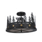 Meyda Lighting Bear at Dusk 16" 3-Light Textured Black Flush Mount Light With Amber Mica Shade Glass