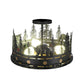 Meyda Lighting Bear at Dusk 16" 3-Light Textured Black Flush Mount Light With Amber Mica Shade Glass