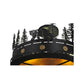 Meyda Lighting Bear at Dusk 16" 3-Light Textured Black Flush Mount Light With Amber Mica Shade Glass
