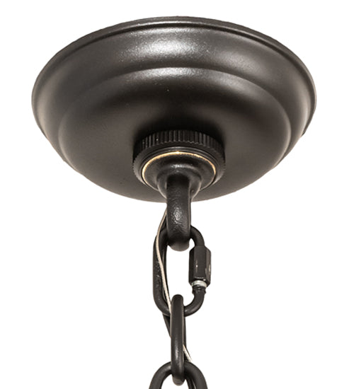 Meyda Lighting Bear at Dusk 22" 4-Light Textured Black Inverted Pendant Light With Amber Mica Shade Glass