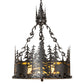 Meyda Lighting Bear at Dusk 22" 4-Light Textured Black Inverted Pendant Light With Amber Mica Shade Glass
