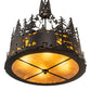 Meyda Lighting Bear at Dusk 22" 4-Light Textured Black Inverted Pendant Light With Amber Mica Shade Glass