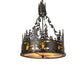 Meyda Lighting Bear at Dusk 22" 4-Light Textured Black Inverted Pendant Light With Amber Mica Shade Glass