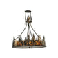 Meyda Lighting Bear at Dusk 36" 4-Light Antique Copper Inverted Pendant Light With Amber Mica Shade Glass