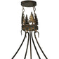 Meyda Lighting Bear at Dusk 36" 4-Light Antique Copper Inverted Pendant Light With Amber Mica Shade Glass