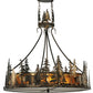 Meyda Lighting Bear at Dusk 36" 4-Light Antique Copper Inverted Pendant Light With Amber Mica Shade Glass
